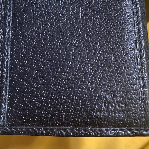 GUCCI Logo Metal Bar Plate Canvas Leather Wallet Monogram Black Envelope - Picture 4 of 9